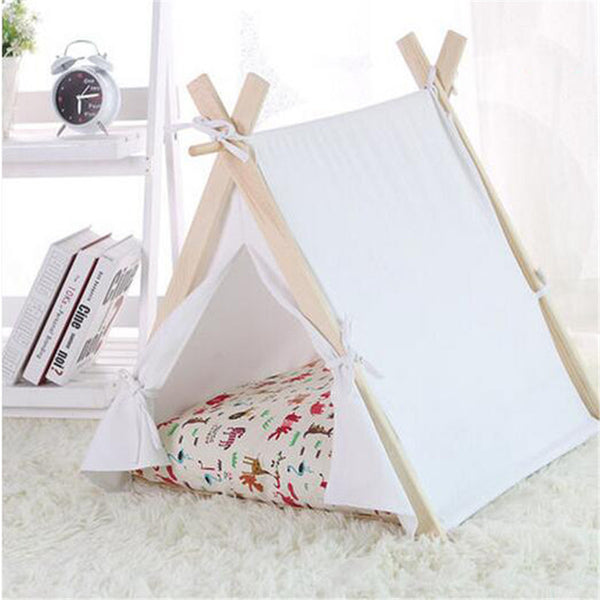 Wood and Canvas Pet Tent and Bed