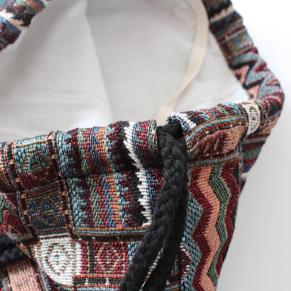 Boho Drawstring Jacquard Backpack