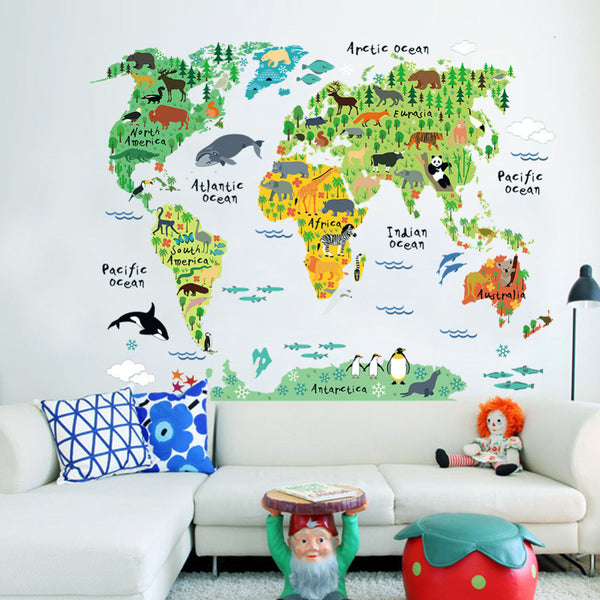 Kids' World Map Wall Decal