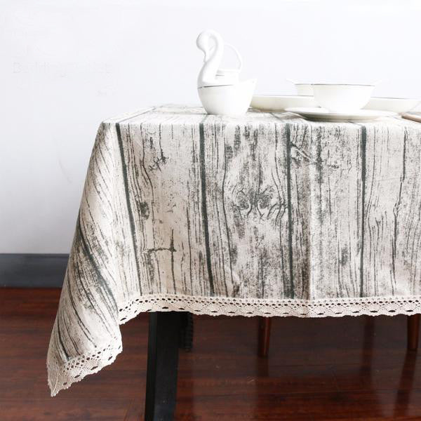 Woodgrain Linen Blend Tablecloth