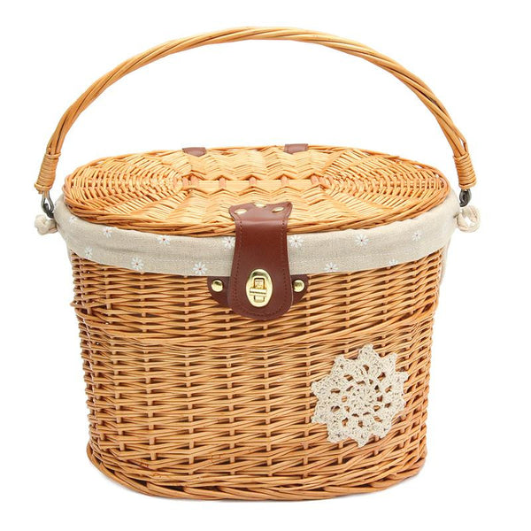 Wicker Willow Bicycle Picnic Basket