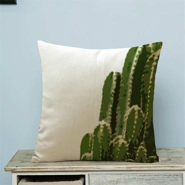 Linen Blend Cactus Pillow Cover