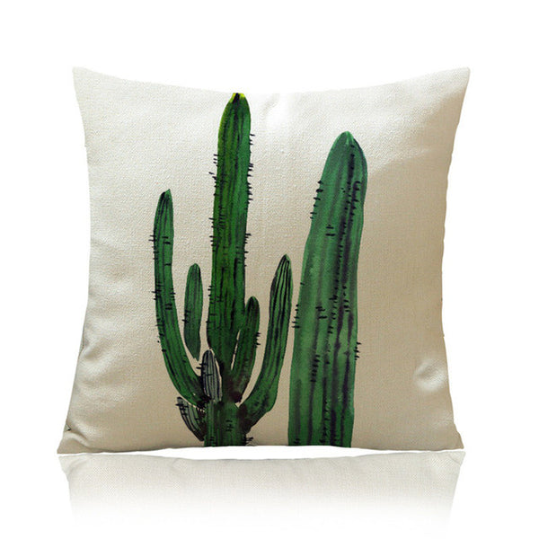 Linen Blend Cactus Pillow Cover