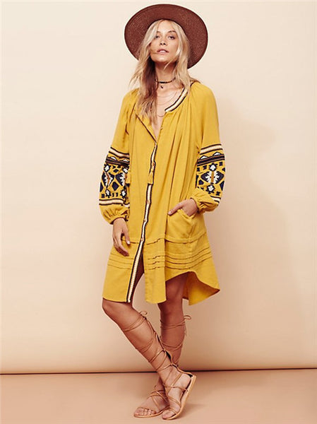 Embroidered Oversized Boho Festival Dress