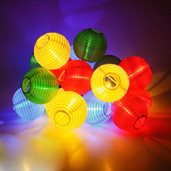 Solar Powered Paper Lantern String Lights