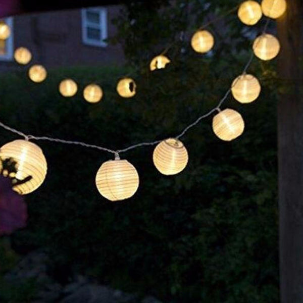 Solar Powered Paper Lantern String Lights