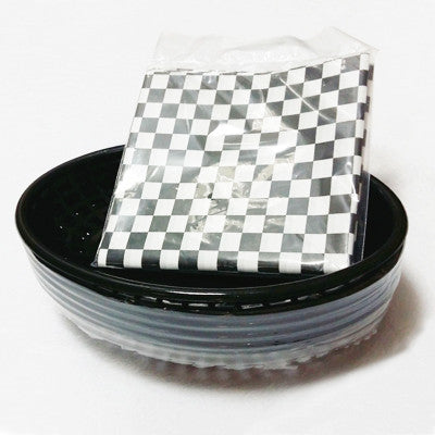 Plastic Hot Dog n' Fries Baskets with Checked Liners (Set of 6)