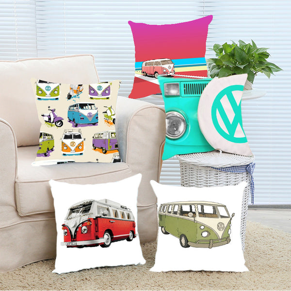 VW Camper Van Decorative Throw Pillow Cover