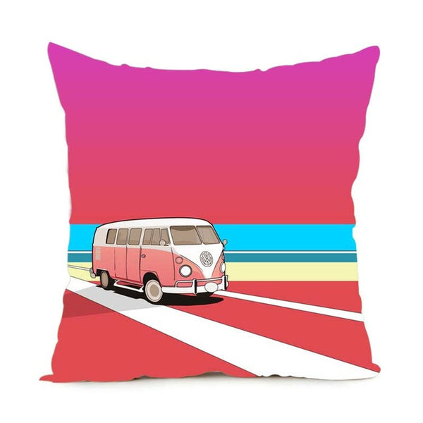 VW Camper Van Decorative Throw Pillow Cover