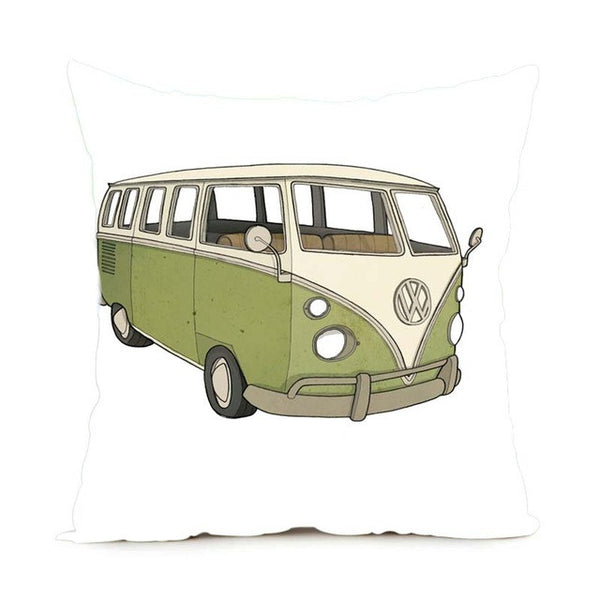 VW Camper Van Decorative Throw Pillow Cover