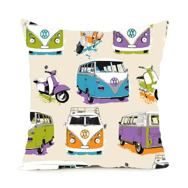 VW Camper Van Decorative Throw Pillow Cover