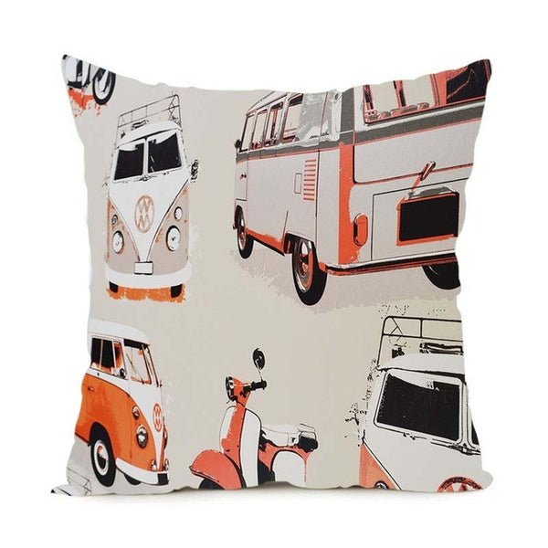 VW Camper Van Decorative Throw Pillow Cover