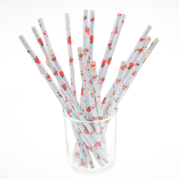 Vintage Floral Paper Picnic Straws