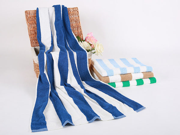 Thick Retro Striped Cotton Terry Beach Towel