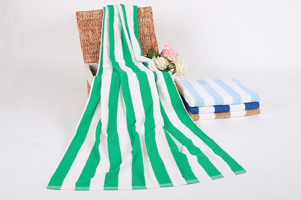 Thick Retro Striped Cotton Terry Beach Towel