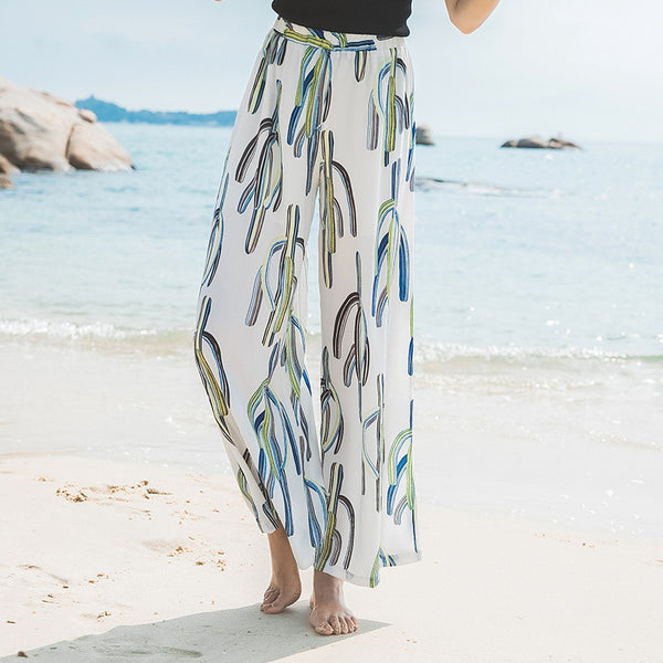 Wide-leg Cactus Print Pants