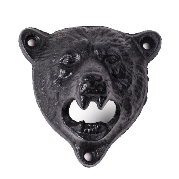 Cast Iron Wall-Mounted Bear Head Beer Opener